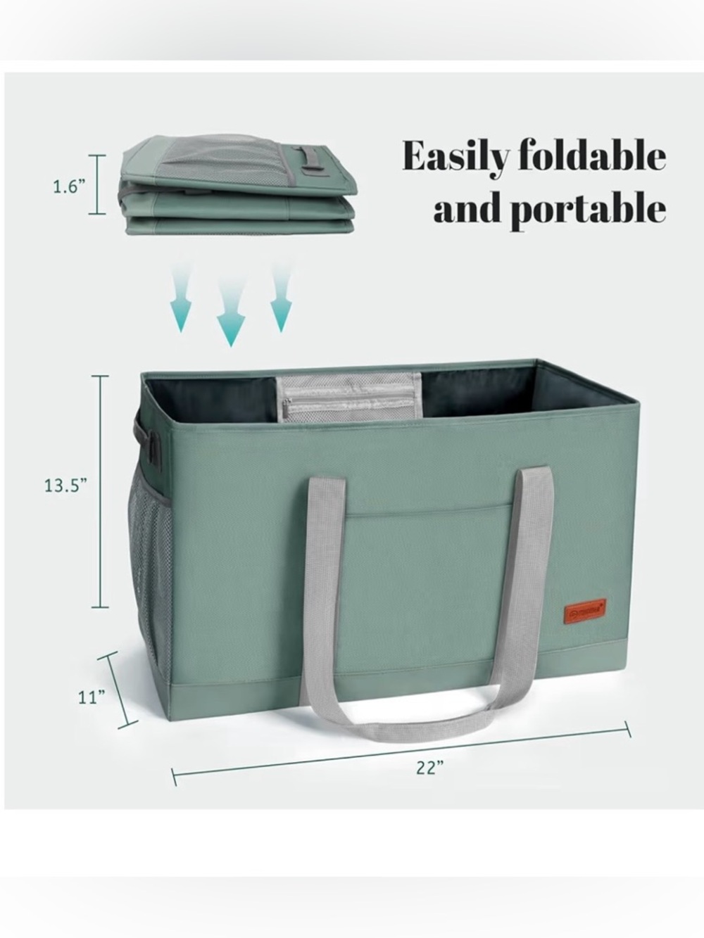 Large Tote Bag with Carrying Handles - Light Green - Picture 3 of 8